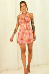 Solara Rose Chiffon Mini Dress - Rose Multi