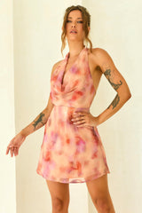 Solara Rose Chiffon Mini Dress - Rose Multi