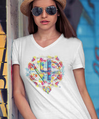 Splattered NA Symbol dtg V-Neck Tee