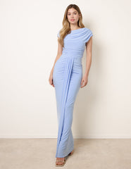 Soft Touch Off Shoulder Detailing Ruched Maxi Dress