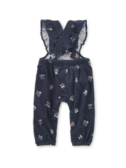 Tea Collection Corduroy Ruffle Overalls in Midnight Posy