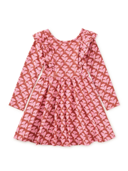 Tea Collection Ruffle Shoulder Ballet Dress in Stamped Heirloom Floral
