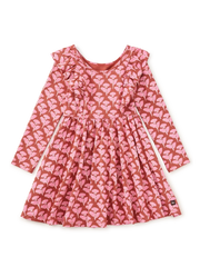 Tea Collection Ruffle Shoulder Ballet Dress in Stamped Heirloom Floral