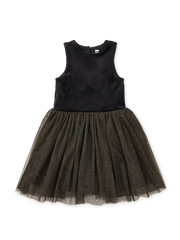 Tea Collection Velour and Tulle Ballet Dress in Jet Black