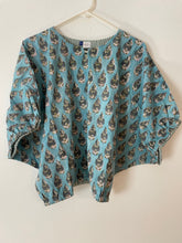 The Turquoise Leaf & Stripe Reversible Bubble Top