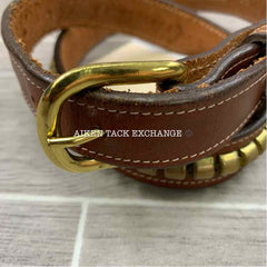 Tory Leather Clincher Brass Buckle Belt, Size 26