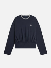 FRED PERRY Twin Tipped L/S T-Shirt – Navy/White, önden görünüm