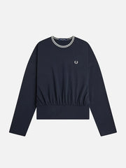 FRED PERRY Twin Tipped L/S T-Shirt – Navy/White, önden görünüm