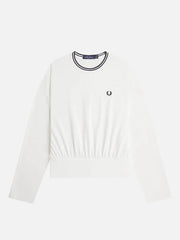 FRED PERRY Twin Tipped L/S T-Shirt – Snow White, ön görünüm