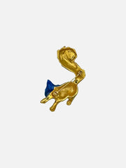 NES VINTAGE Vintage Gold Plated Blue Enamel Squirrel Brooch with Green Eyes - Brooches & Lapel Pins BROŞ