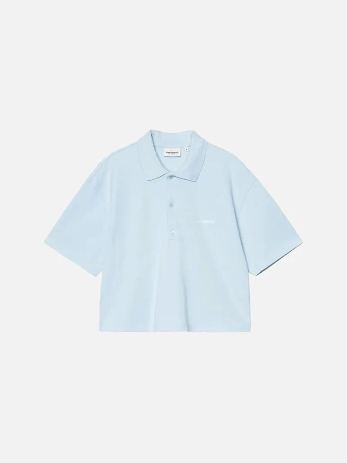 CARHARTT WIP W' S/S Carhartt Script Polo TS - Icaria/White - Uncategorized T-SHIRT