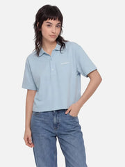 CARHARTT WIP W' S/S Carhartt Script Polo TS - Icaria/White - Uncategorized T-SHIRT