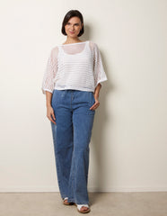 Round Neck Net Top