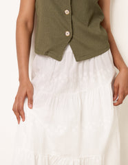 Embroidered Tiered Maxi Skirt