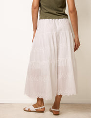 Embroidered Tiered Maxi Skirt