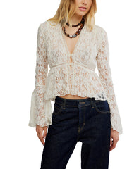 Whispering Love Lace Top in Tofu - Madison's Niche