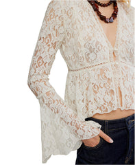 Whispering Love Lace Top in Tofu - Madison's Niche