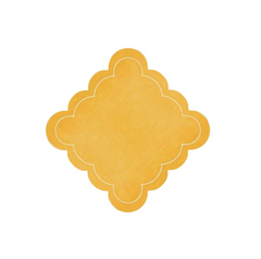 Yellow Linen with White Embroidery Napkins, Set of 4