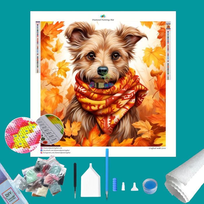Yorky in Fall Diamond Painting