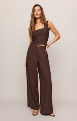 Z Supply Magnolia Linen Pant in Chocolate Cherry
