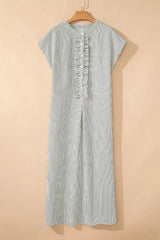 Striped Ruffle Button Front Maxi Dress