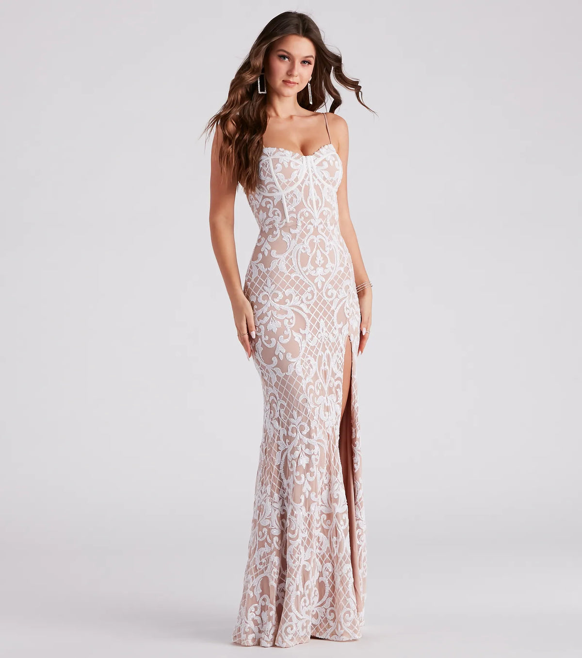 JoJo Sequin Bustier Formal Dress