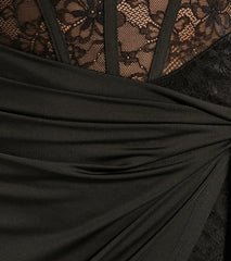 Exquisite Sultry Lace Bustier Wrap Bodycon Mini Dress