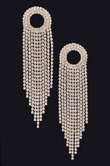 Fine Shine Rhinestone Fringe Earrings - Gold