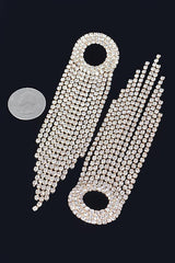 Fine Shine Rhinestone Fringe Earrings - Gold