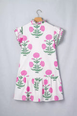 Floral Print Ruffle Trim Casual Mini Dress