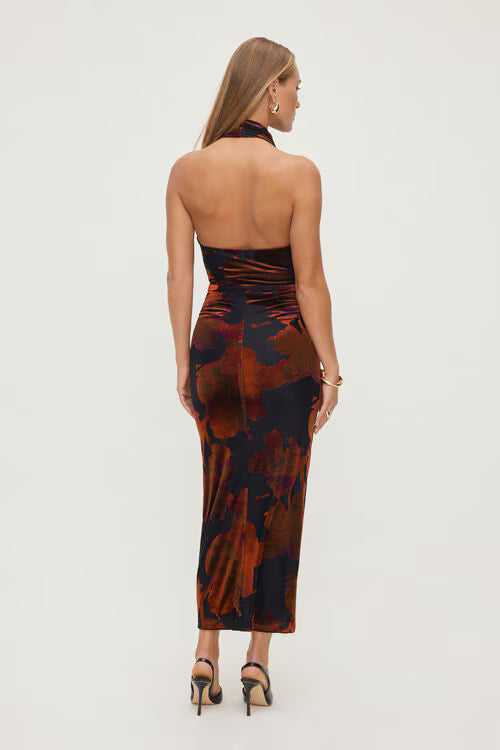 Burnout Halter Maxi Dress