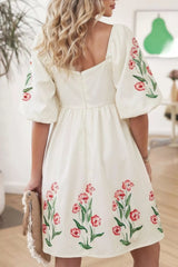 Floral Puff Sleeve Babydoll Dress