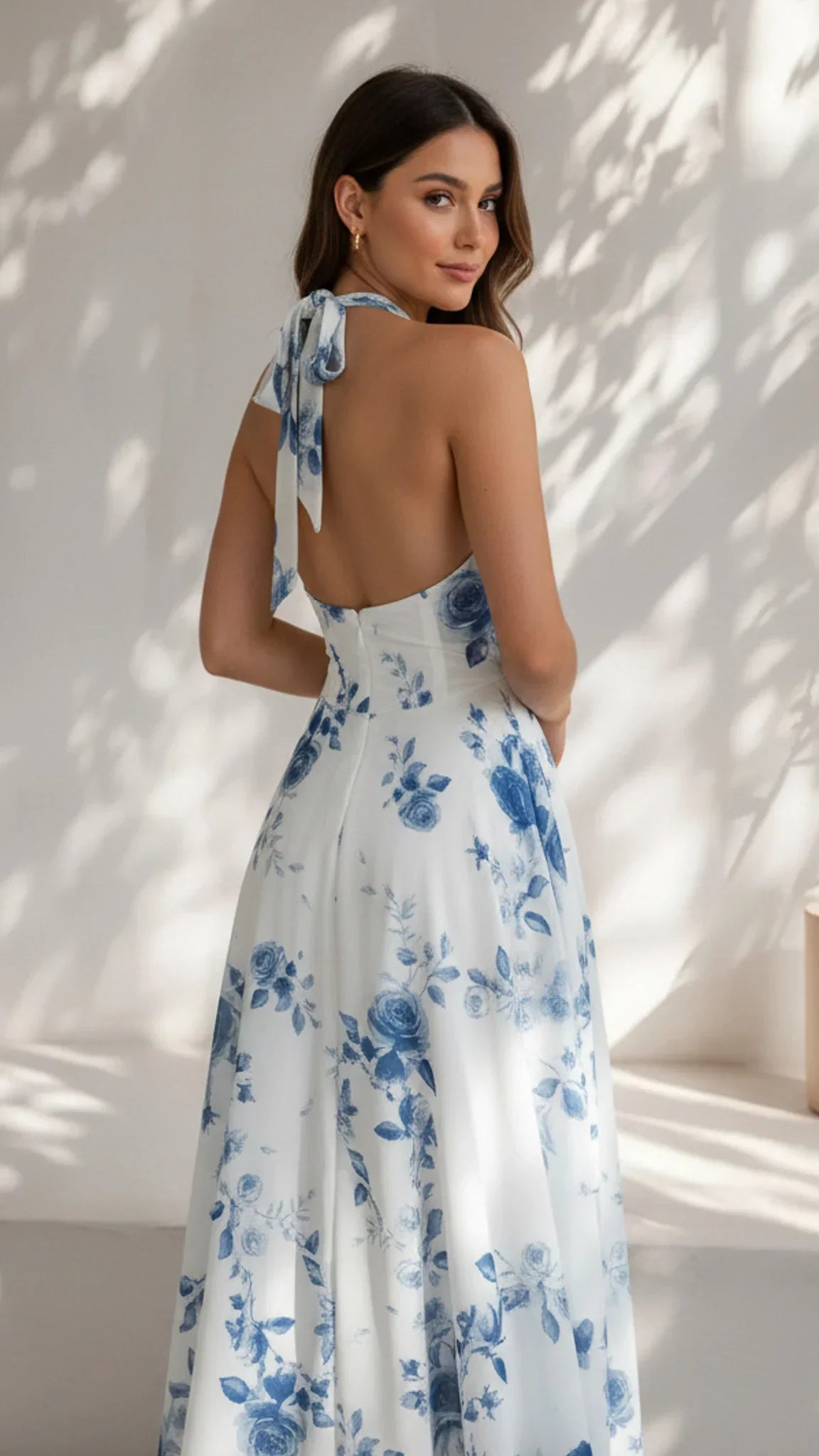Maribel Floral Halter Midi Dress