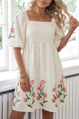 Floral Puff Sleeve Babydoll Dress