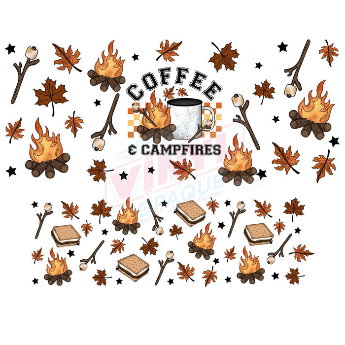 40 oz Tumbler Wrap - UVDTF Ink Transfers - Coffee & Campfires | UVDTF from The Glitter Guy