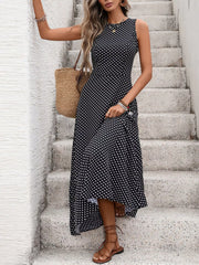 Sleeveless Polka Dot Maxi Dress
