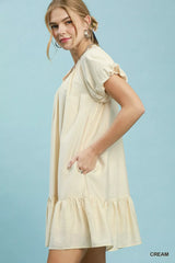 Umgee Ruffle Hem Shift Mini Dress