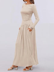 Long Sleeve Maxi Dress with Pockets