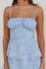 Provence Bloom Tiered Maxi Dress Blue
