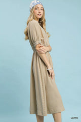 Umgee Striped Midi Dress with Front Zipper