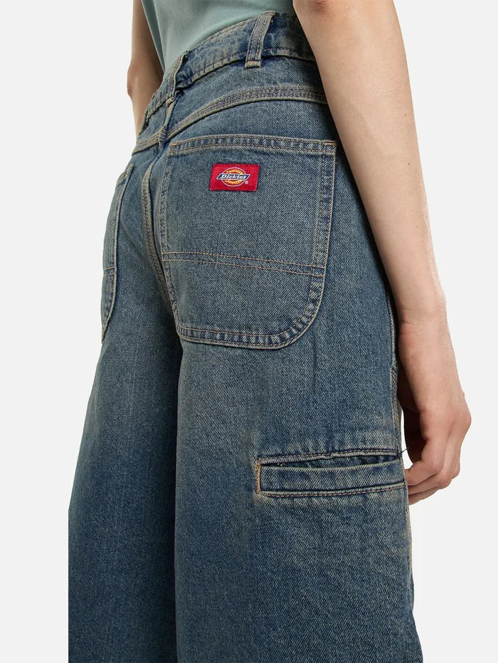 DICKIES 957 13 inch Loose Denim Short W - Khaki Tinted Blue - Uncategorized ŞORT