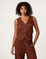 Crinkle Button Front Waistcoat