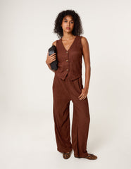 Crinkle Button Front Waistcoat