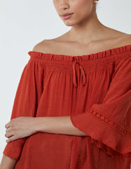 Bardot Tie Front Top