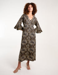 V Neck Shell Midi Dress