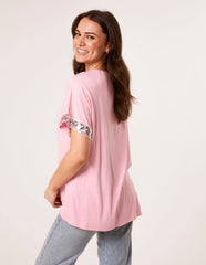 Sequin Trim Oversized Top