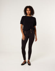 Button Detail Shaping Pants