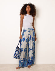 Paisley Floral Wide Leg Printed Trousers
