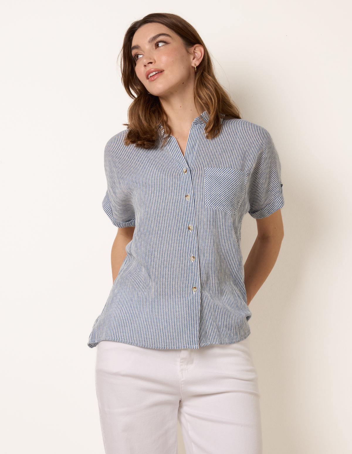 Stripe Button Front Shirt