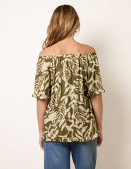 Printed Tie Front Top